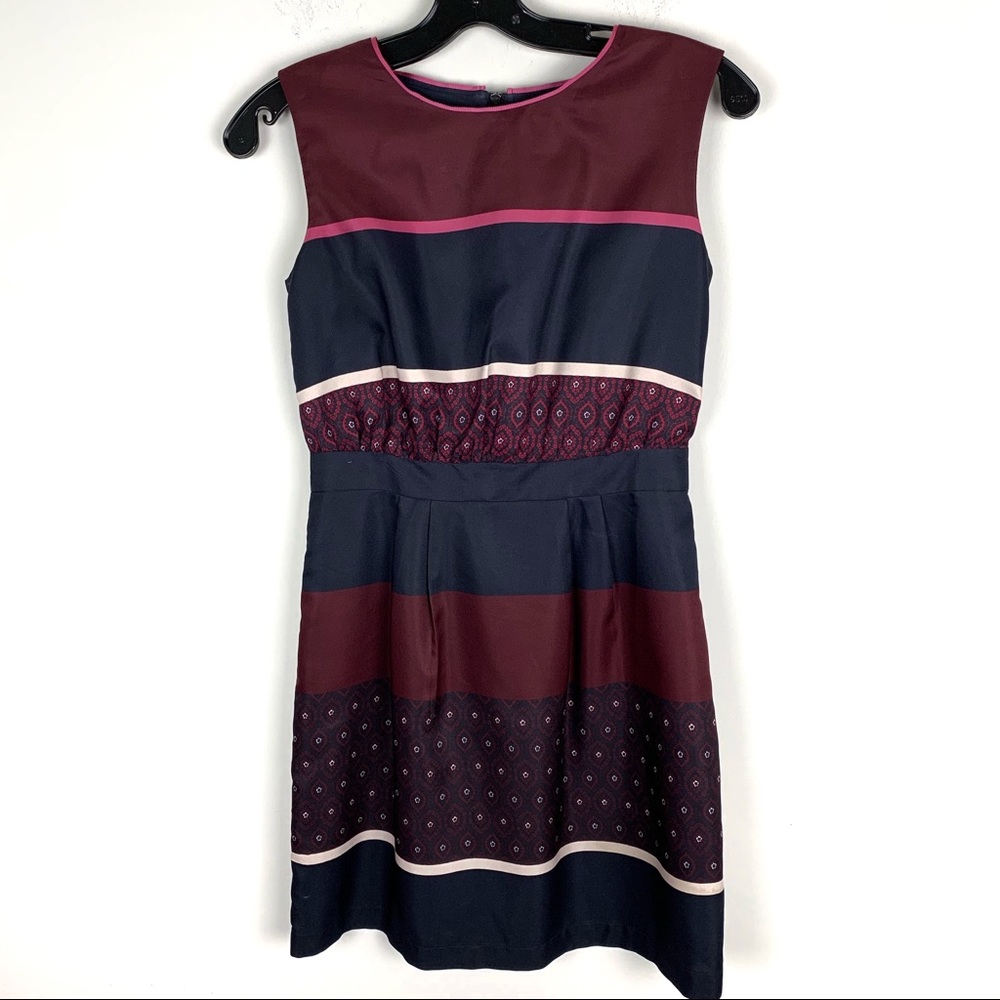 Loft | Geometric Print Cinched Waist Office Dress